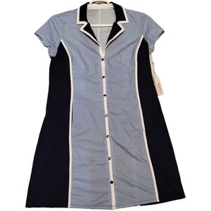 Kinona Tea Time Short Sleeve Golf Dress UPF 50+‎ Striped Stretch